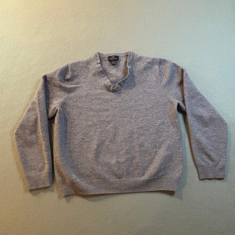 Brooks Brothers 346 Mens S Gray Merino Wool V-Neck Sweater Preppy Y2K SEE DESC